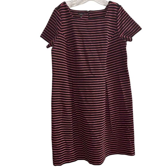 Talbots Women's Plus 14 A-Line Fit & Flare Stripe Dress Short Sleeve - Picture 2 of 16
